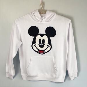 Disney NWT Mickey Mouse White Hoodie Long Sleeve Fleece Lined Graphic